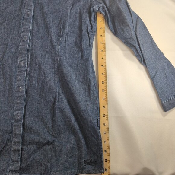 Woolrich Denim Long Sleeve Button Up Blue Women M Medium 2449 Collar Jean Shirt - Picture 12 of 15